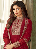 Rouge Red Bollywood Wedding Anarkali In CANADA