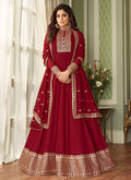 Rouge Red Embroidered Bollywood Wedding Anarkali