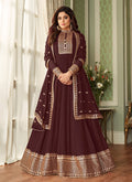 Coffee Brown Embroidered Bollywood Wedding Anarkali