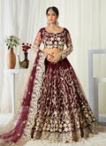 Maroon Golden Embroidered Lehenga Choli