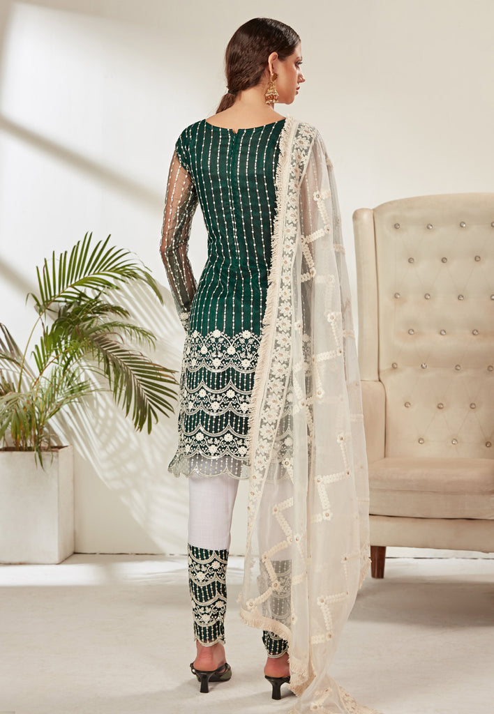 Green And White Pant Suit In uk