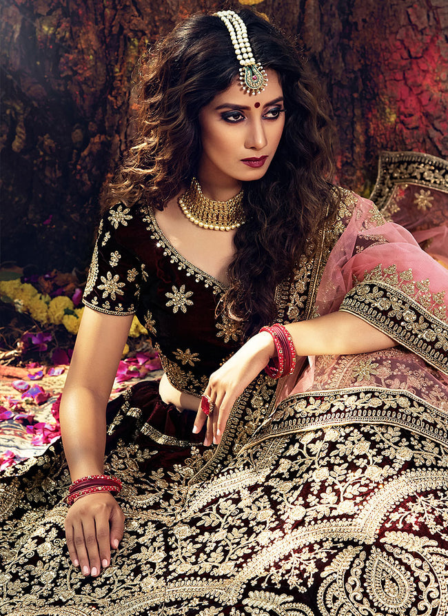 Designer White And Pink Bridal Lehenga