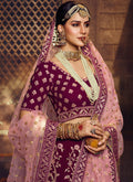 Indian Clothes - Wine And Pink Wedding Lehenga Choli