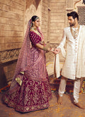 Indian Lehangas - Wine And Pink Wedding Lehenga Choli In usa uk canada
