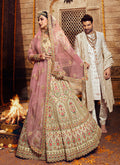 Indian Lehanga - Beige And Pink Wedding Lehenga Choli In usa uk canada
