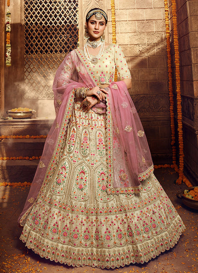 Beige And Pink Wedding Lehenga Choli