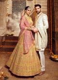 Indian Lehanga - Yellow And Pink Wedding Lehenga Choli In usa uk canada