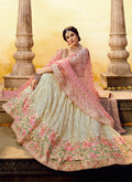 Indian Lehanga - Off White And Pink Wedding Lehenga Choli In usa uk canada