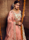 Indian Clothes - Off White And Peach Wedding Lehenga Choli