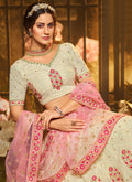 Indian Lehanaga -  Off White And Pink Wedding Lehenga Choli