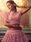 Indian Clothes - Pink And Gold Indo Western Lehenga Choli