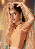 Indian Lehanga - Peach And Gold Indo Western Lehenga Choli In USA UK CANAA