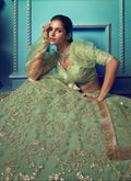 Indian Clothes - Green Golden Indo Western Lehenga Choli