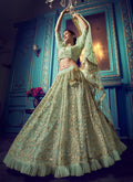 Inidan Lehanga - Green Golden Indo Western Lehenga Choli In usa uk canada