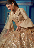 Indian Lehanga - Golden Beige Indo Western Lehenga Choli  In usa uk canada