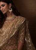 Indian Clothes - Beige Traditional Embroidered Gharara Suit