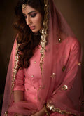 Indian Clothes - Pink Traditional Embroidered Gharara Suit