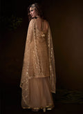 Indian Clothes - Beige Traditional Embroidered Gharara Suit