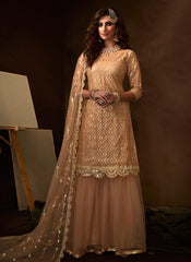 Beige Traditional Gharara Suit