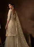 Indian Clothes - Off White Traditional Embroidered Gharara Suit
