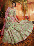 Indian Lehangas - Green And Pink Lehenga Choli In usa uk canada