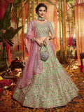 Green And Pink Multi Embroidered Designer Lehenga Choli