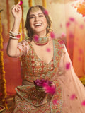 Indian Clothes - Peach Multi Embroidered Designer Lehenga Choli