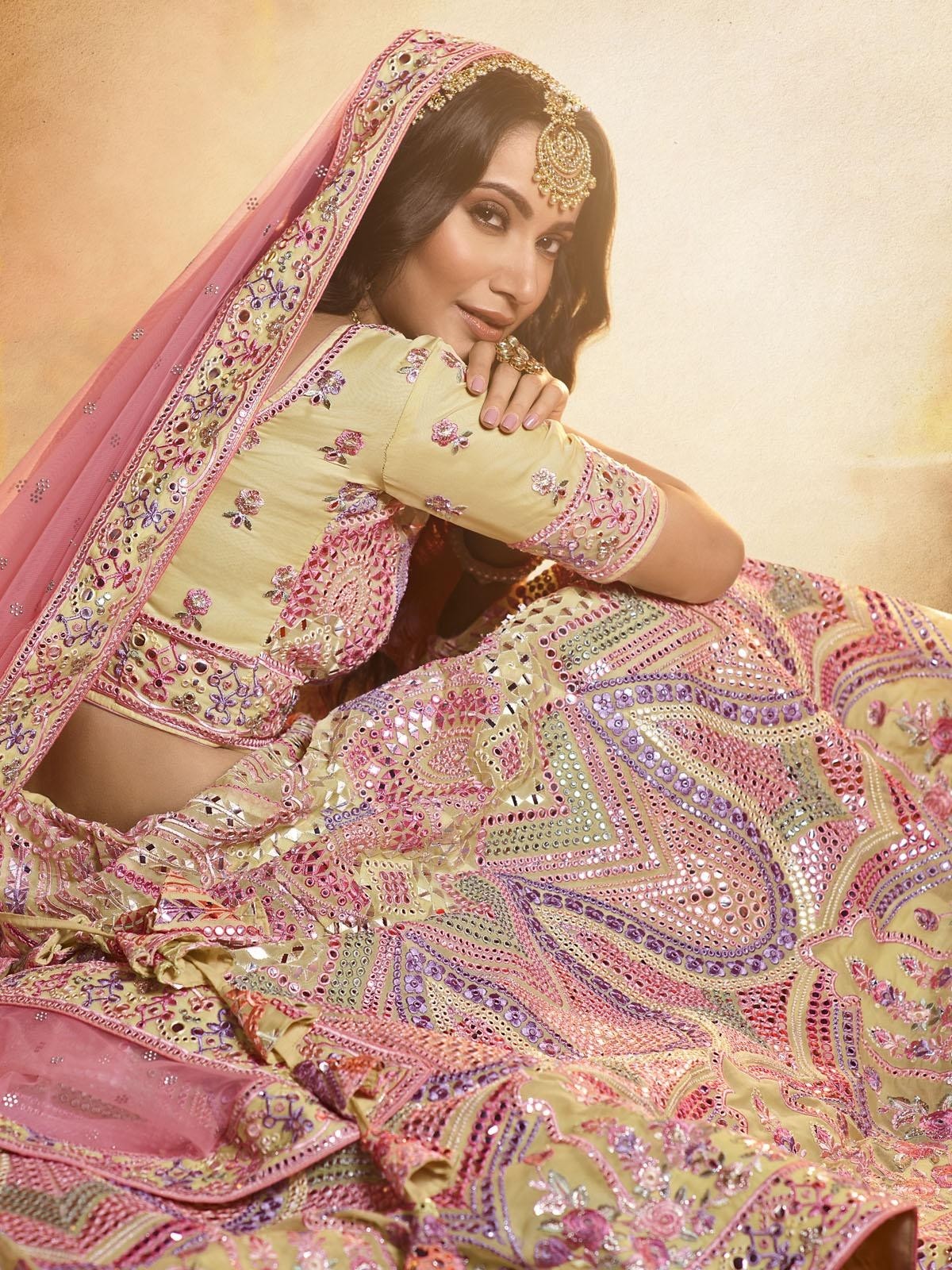 Indian Lehangas - Yellow Designer Lehenga Choli In usa uk canada