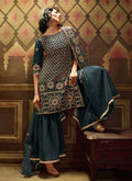 Rama Green Sequence Embroidered Gharara Suit