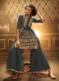Indian Gharara - Grey Sequence Embroidered Gharara Suit In usa uk canada
