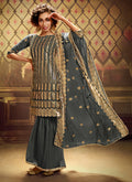 Grey Sequence Embroidered Gharara Suit