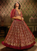 Rouge Red Embroidered Party Wear Lehenga Choli