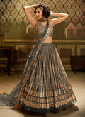 Grey Sequence Embroidered Party Wear Lehenga Choli