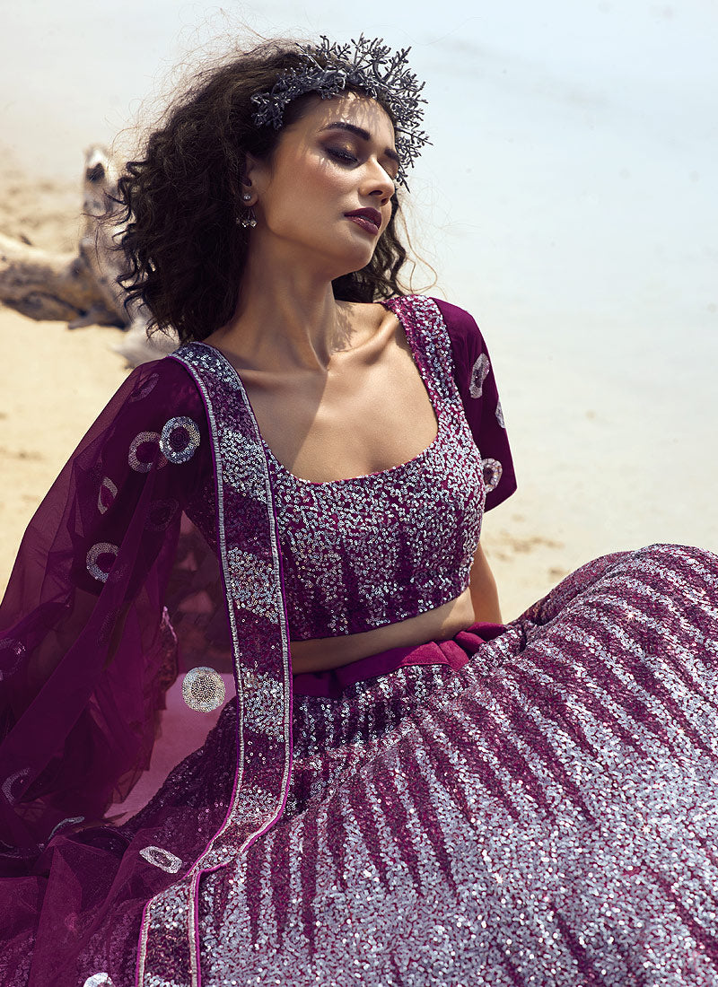 Indian Clothes - Wine Embroidered Lehenga Choli In usa uk canada