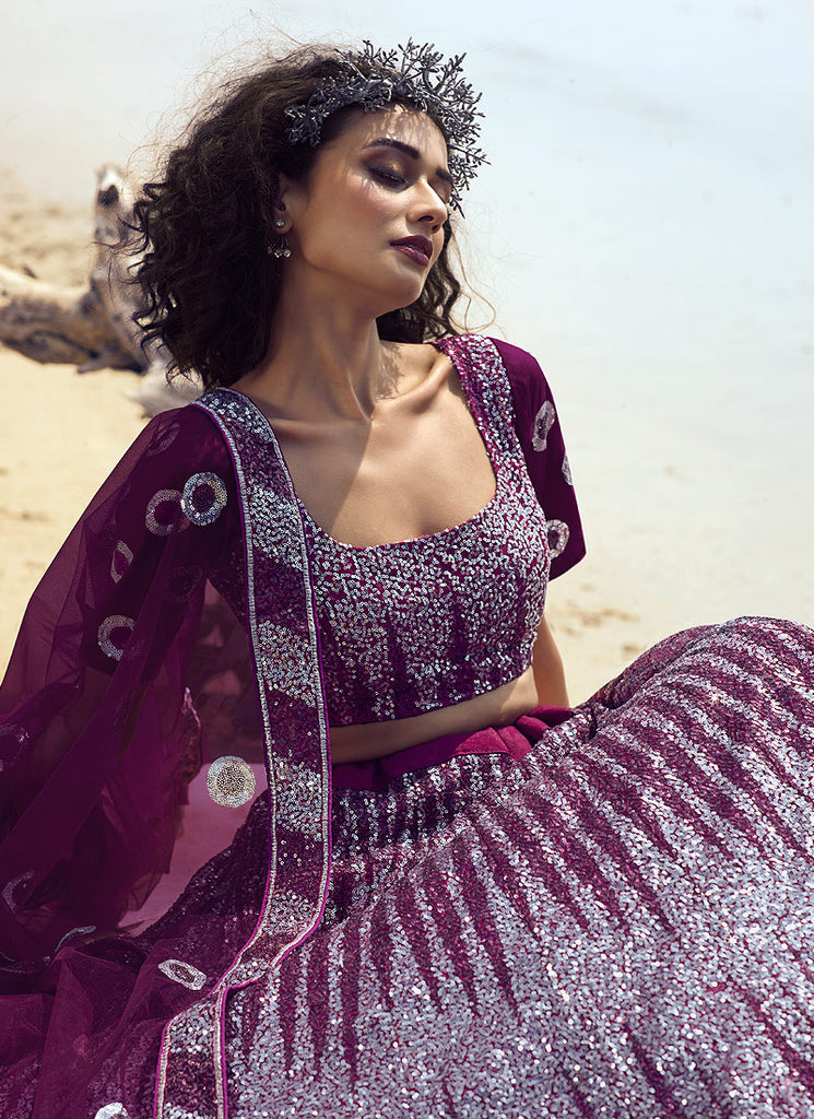 Indian Clothes - Wine Embroidered Lehenga Choli In usa uk canada