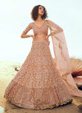 Peach Sequence Embroidered Lehenga Choli