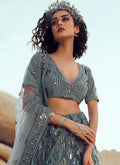 Indian Lehanga - Slate Grey Sequence Embroidered Lehenga Choli In usa uk canada