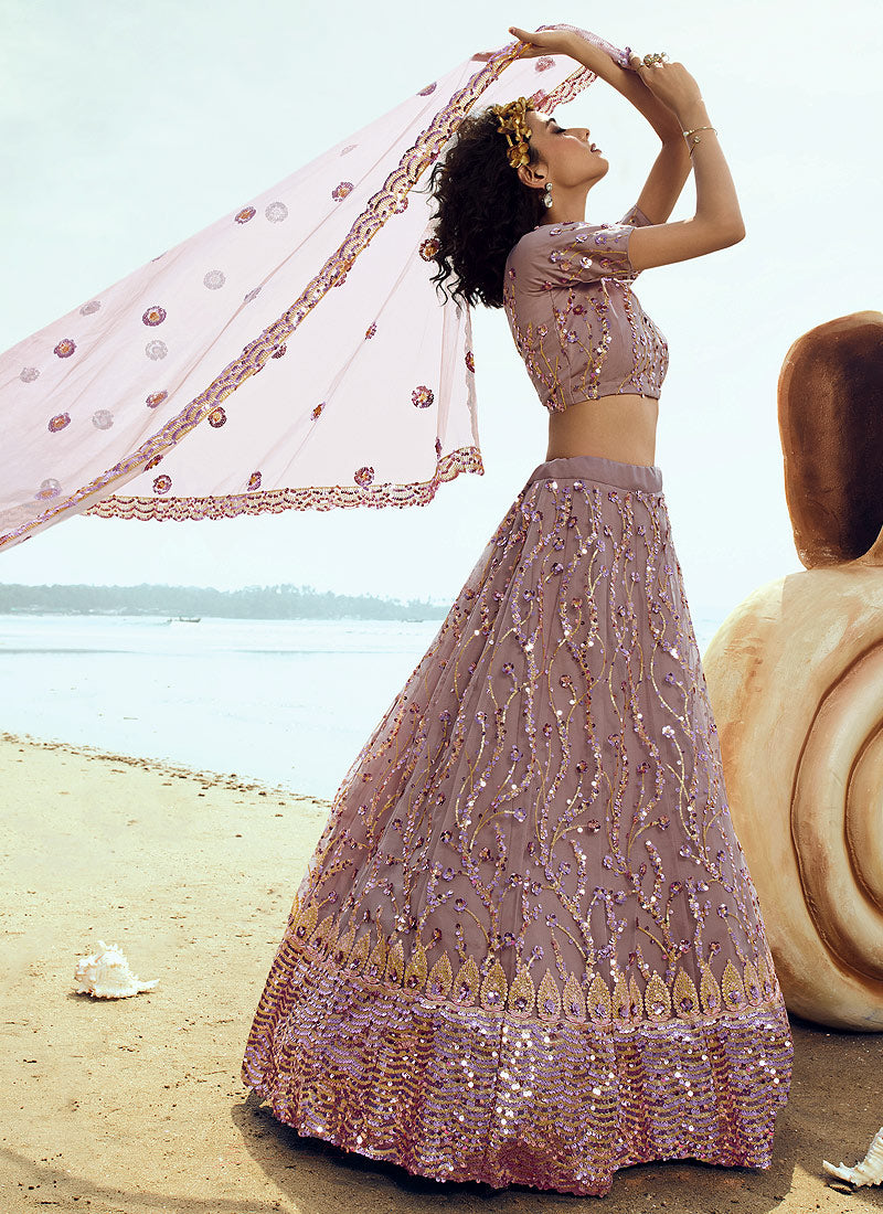 Indian Lehanga - Light Purple Sequence Embroidered Lehenga Choli In usa uk canada