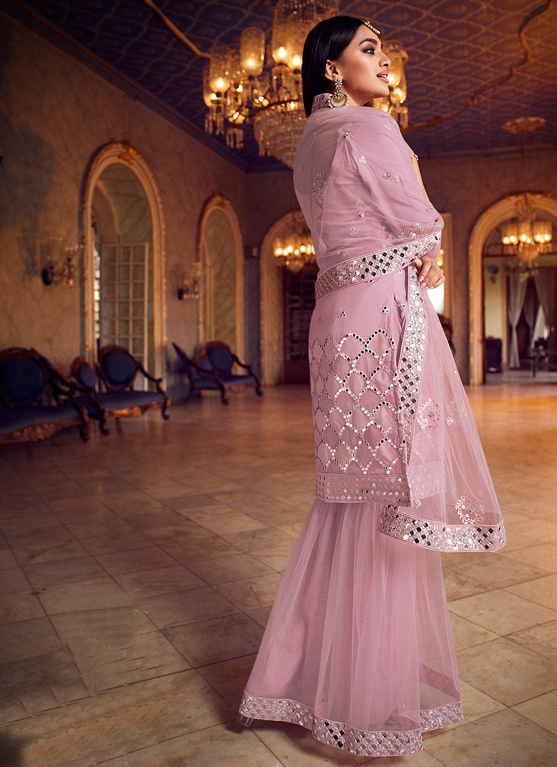 Lilac Purple Mirror Gharara Suit In usa uk  canada