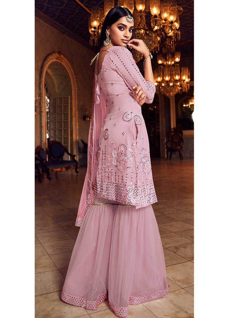 Soft Pink  Mirror Gharara Suit In usa uk canada