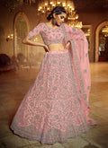 Blush Pink Wedding Lehenga Choli With Handwork Embroidery