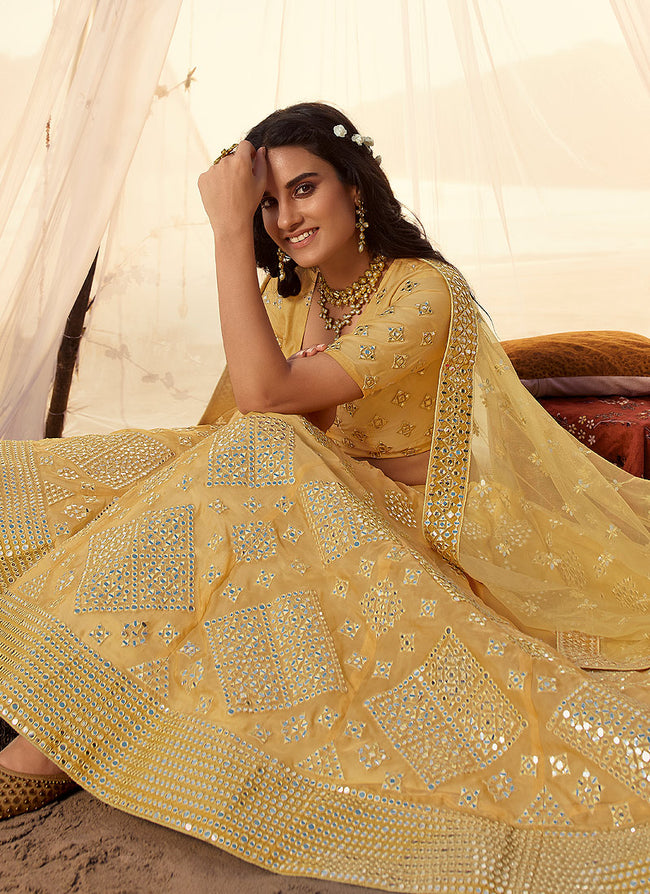 Buy Yellow Lehenga With Blouse And Dupatta by VARUN CHAKKILAM at Ogaan Online  Shopping Site