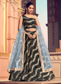 Black And Teal Sequence Embroidered Lehenga Choli