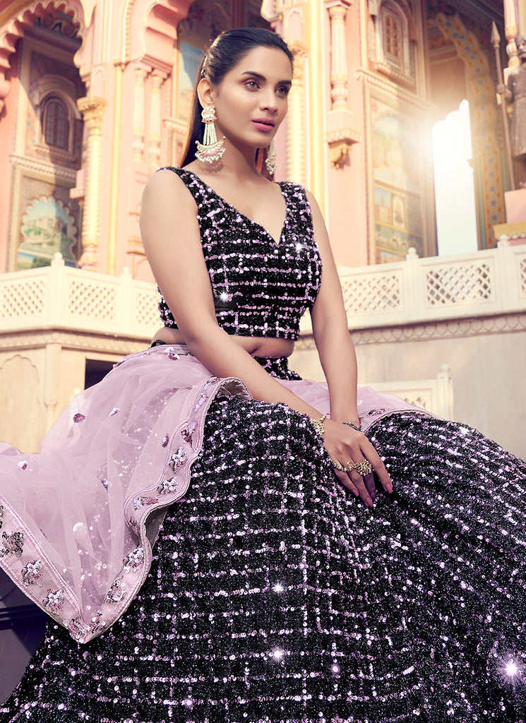 Black And Purple Lehenga Choli In usa