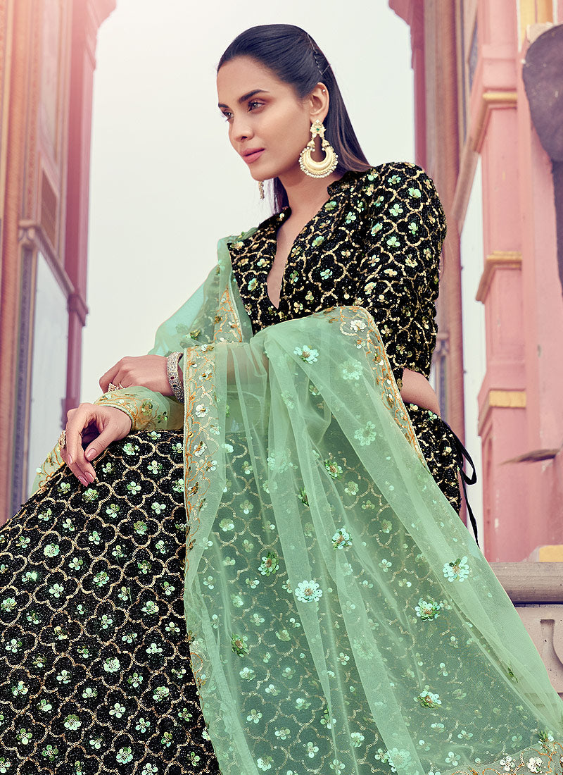 Black And Green Lehenga Choli In usa
