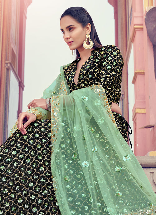 Black And Green Lehenga Choli In usa