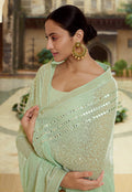 Mint Green Party Wear Saree In usa