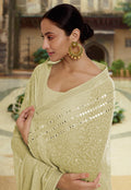 Lime Mirror Party Wear Saree In canada