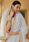 Ice Blue Party Wear Saree In canada