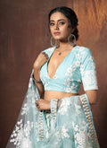 Baby Blue And White Lehenga Choli In usa